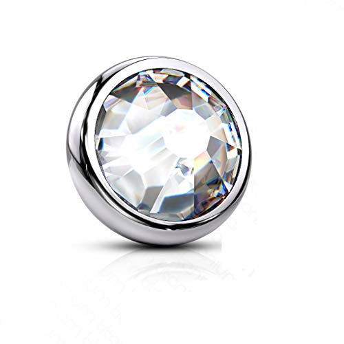 Paula & Fritz® Aufsatz-Dermal Anchor 5-mm Kristall Klar Titan Grad 23 Gewinde 1,6-mm Haut-Anker Skin Diver Implantat Kugel Bodypiercing