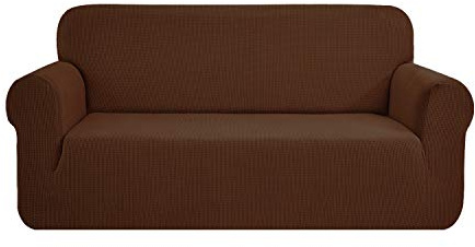 SAMSTEX Stilvolle Sofabezug Stretch 1 Stück Sofa Schonbezüge High Stretch Sofabezüge 3 Sitzer Dicke Weich Sofaschutz Maschinenwaschbar Rutschfeste Couchbezüge (3 Sitzer, Braun)