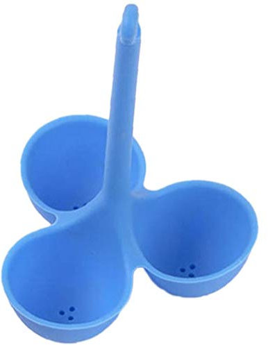TOSSPER 3 Holes Egg Cooker Silicone Egg Boiler Egg Tray Kitchen Gadgets Egg Rack (blue)