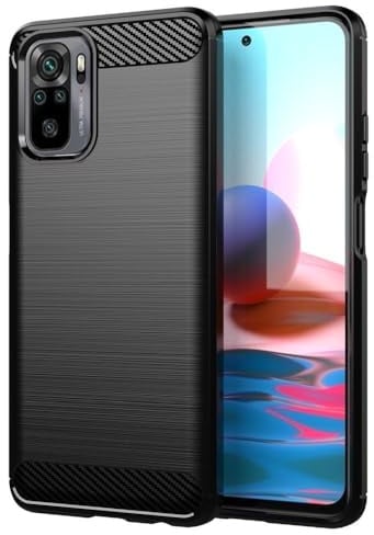 betterfon Carbon Handyhülle kompatibel mit Xiaomi Redmi Note 10 | Smartphone Case aus TPU-Silikon | Schwarz
