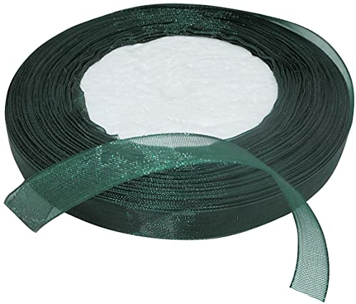 AERZETIX - C50832 - Organzaband glänzender dekorativer organza - 10mm x 45 meter - dunkelgrün - kreative projekte nähkunst geschenkverpackung zur geburtstagsfeier
