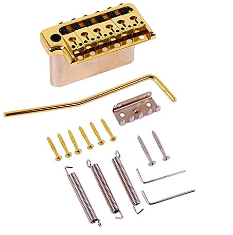 6 Corde Sella in Metallo Oro Guitar Guitar Guitar Bridge Single Tremolo System Set con Viti Chiave per Stratocaster Guitar Scarica Set di sistemi Ponte Chitarra