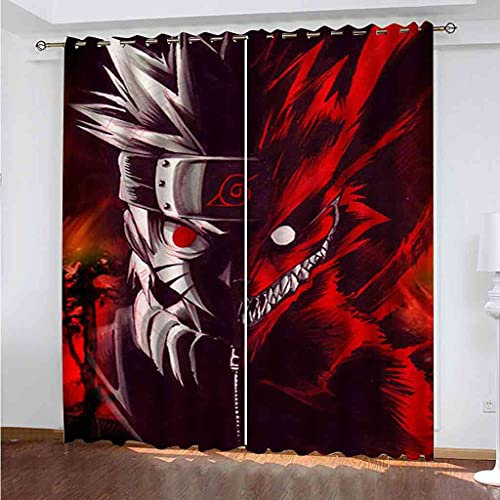 DSVNNZ 3D Kinderzimmer Verdunkelungsvorhänge Roter Anime-Charakter mit Ösen Polyester Schallschutz Vorhang Geeignet Für Wohnzimmer Schlafzimmer Badezimmer Gardinen 2 Stück B70 x H160 cm