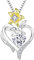 YL Herz Halskette 925 Sterling Silber Schliff April Geburtsstein Weißer Zirkonia Lilie Blume Anhänger für Frauen,Kette 45+3CM
