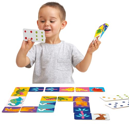 Banana Panda Let's Play Dino Dominoes 2+ - Dinosaurier-Spielzeug für Kleinkinder ab 2 Jahren - Pädagogisches Lernspiel mit Dinosaurier