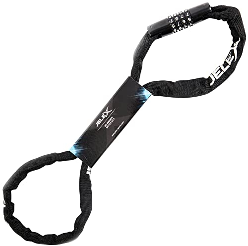 JELEX Dr. Security Fahrradschloss Anti-Diebstahl-Sicherung aus hochwertigem Stahl mit Textilmantel und 4-stelligem Zahlenschloss, personalisierbar. Für Cityräder, MTB und E-Bike. Maße: 98 cm x 2,5 cm