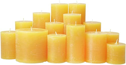 Rustikkerzen Kerzenset 4,5 kg durchgefärbte Stumpenkerzen Farbe dunkelgelb