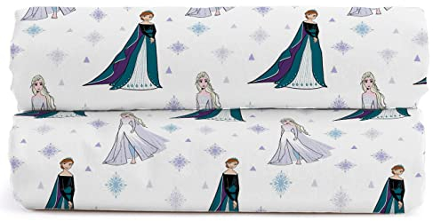 Jay Franco Disney Die Eiskönigin Rollenspiel Spannbettlaken aus 100 % Baumwolle, Doppelbett, 2 Stück