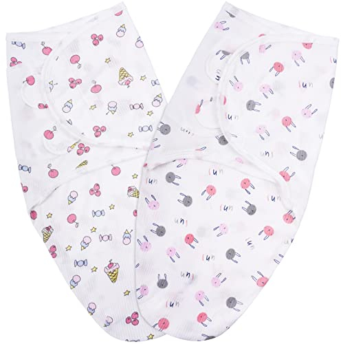 Vicloon Pucktuch 0-3 Monate, 2er Pack Pucksack Baby aus 100% Bio-Baumwolle, Sicherheit, Universal Verstellbare, Wickeltuch für Säuglinge Babys Neugeborene-Rot + Rosa