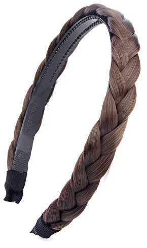 Gledola geflochtenes Stirnband mit Zähnen Zöpfe Haarband mit Zähnen Synthetisches Haar Band geflochtenes Haarband (Kastanie)