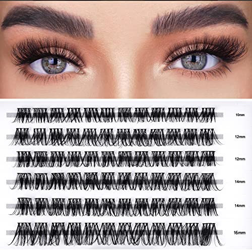 LANKIZ Einzelne Wimpern 0.07 D Curl 10-16mm Falsche Wimpern Extensions für Wimpernverlängerung, 72 Pcs Cluster Lashes DIY Künstliche Wimpern Einzeln Fake Lashes zu Hause, Fluffy