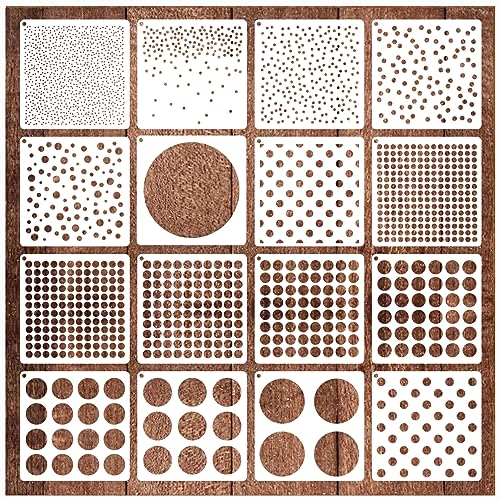 16 Stück Kreisschablone Blase Geometrische Bastelschablone Polka Dot Schablonen Mixed Media Kreisschablonen zum Malen auf DIY Kartenherstellung Scrapbook Papier Stoff Kissen (16 Punkte)