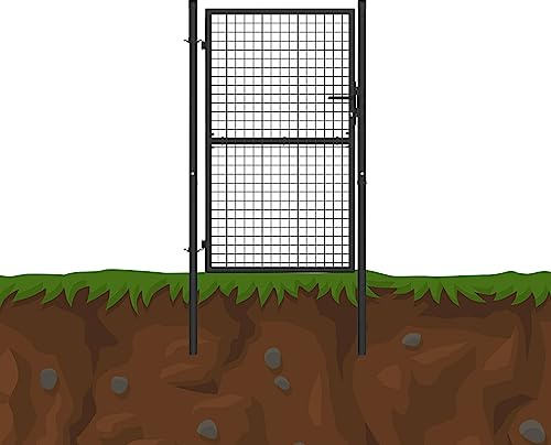 Gartentür Grün/Anthrazit Gartentor Rundpfosten Gartenpforte Metall Geteilt Tor, Farbe:Anthrazit, Höhe:1 x 1.2 m
