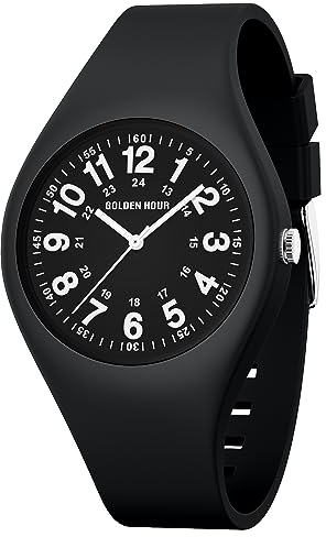 GOLDEN HOUR Armbanduhr Damen wasserdichte Digital Analoge, Unisex-Sportuhren für Uhr Damen Studenten Mädchen Jungs – leuchtende, Leicht Ablesbares Zifferblatt, Silikonarmband Krankenschwester Uhren