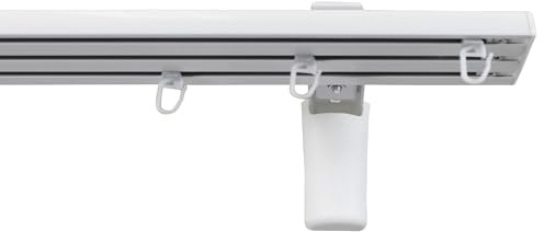 Garesa Gardinenschiene Flächenvorhangschiene Smart, 3-läufig, Weiß I Alu Vorhangschiene inkl. Gleiter I Wandmontage I Auch für schwere Vorhänge I 250cm