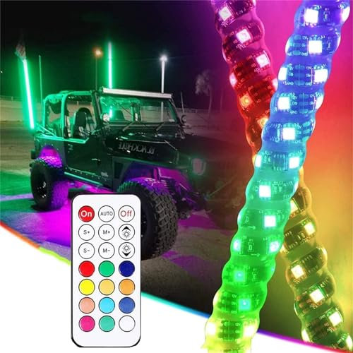 TIST Fouets LED, fouets Lumineux avec télécommande, lumière de Danse/Chasse RGB, antenne LED, Spirale (Color : 4ft)