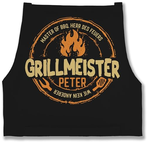 Schürze - Grillschürze Herren - Grillmeister wie kein anderer - Papa Geschenk Männer Vatertag Geburtstag Geschenkidee Väter - 85x69 - Schwarz - geschenke grillen personalisierte kochschürze
