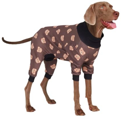Spark Paws Hundepyjama, ultraweich und 4-Wege-Stretch, Erholungsanzug nach Operation, Schlafanzug Onesie für Kleine, Mittlere und Große Hunde - Bear Black - XL