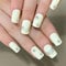 24pcs Short Square False Nails Beige Stick-on White Heart Gem Rhinestone Press-on Removable Glue-on Full Cover Acrylic Fake Nail Set for Women Brides Nail Art Accessories