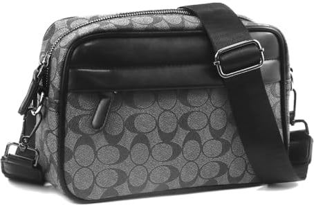 NAROSEBE PU Umhängetasche Messenger Bags Herren Schultertasche Hohe Kapazität Tasche Umhängetasche für Herren Schwarz Gürteltasche Büro Kleiner Rucksack Herren für Arbeit Reisen(25 * 16 * 8cm)