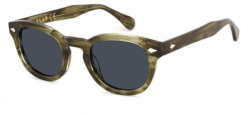 XLAB 8004 Gafas de sol estilo moscot, unisex, 48mm, Verde rayado/Humo