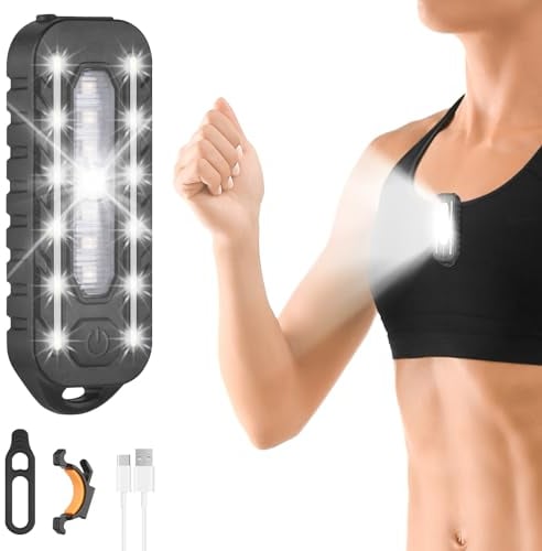Adiwo Clip on Flashlight, Running Light for Runners, Hands Free Safety Lights for Walking at Night, Rechargeable Flashlight Portable LED Work Light with 5 Light Modes for Camping Hiking Walking Dog