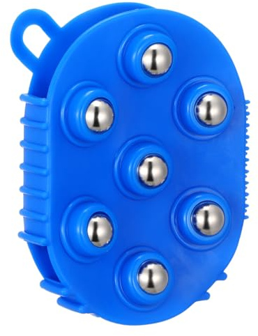 CLISPEED Massagehandschuh mit 7 Metallkugeln, 360° Rollmassage Körperbürste | PVC Massagehandschuh Mit 7 Metallkugeln, 360° Rollfunktion Für Körperpflege, Badanwendung Und Entspannende Massage