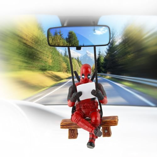 Autospiegel Anhänger Deadpool, XiXiRan Rückspiegel Anhänger Deadpool, Auto Anhänger für Spiegel Lustig, Anime Rückspiegel Deko, Auto Rückspiegel Anhänger Anime, Rückspiegel Anhänger Personalisiert