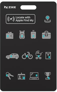 ZIKE SmartCard Wallet Tracker Thin 2mm, Smart Bluetooth Card Tag Kompatibel mit Apple Wo ist? APP(nur iOS), Kabelloser Lade-Tracker, IPX7 Wasserdicht, für Reisekoffer/Geldbeutel/Taschen und mehr