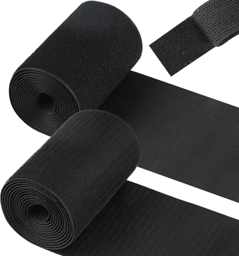 Klettband zum Nähen, Klettverschluss zum Nähen, Klettband Breit, Klett zum Nähen, Klettstreifen für Textilien, Kleidung, Schuhe (Schwarz, 110mmx2m)