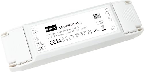 illuburg LED Treiber 24V 120W DALI Push Taster 0-10V Dimmbar Flackerfrei für LED Streifen Trafo Transformator Netzteil Vorschaltgerät Driver