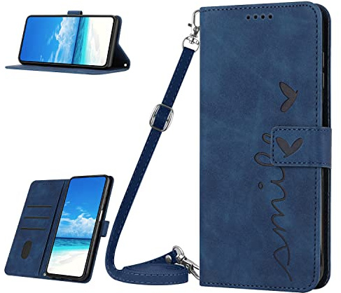 Mo-Somnus Custodia a portafoglio per Samsung Galaxy A15, Custodia Flip Pelle Portafoglio Libro Cover con cordino tracolla Supporto Stand Slot per Schede Compatibile con Galaxy A15 - Blu
