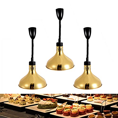 Restaurant-Heizlampe, Speisewärmer für Partys, Teleskop-Heizlampen für Buffetküche, Restaurant, verstellbare Höhe, 75–165 cm (Golden 1 Stück) (Golden 3 Stück)