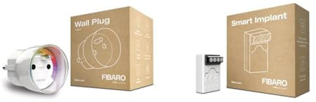 FIBARO Wall Plug/Prise Intelligente Type E, Z-Wave +, Incolore & Smart implant/Détecteur Universel Z- Wave +, Gris