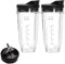 Piezas de Repuesto para Licuadora Ninja, 2 Piezas 24 oz Tazas de Repuesto con Tapa Extraíble y 7 Cuchilla Extractora, Blender Accesorios Piezas para Nutri Ninja Auto iQ BN801 BL480 BL640 BL642