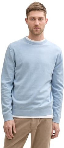 TOM TAILOR Herren 1039810 Strickpullover mit Crewneck, 37709-Light Dove Blue Melange, XXXL