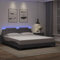 vidaXL Super King Bed Frame with LED Lights - 180x200 cm - Grey Faux Leather with Plywood Slats, USB Strip, Headboard