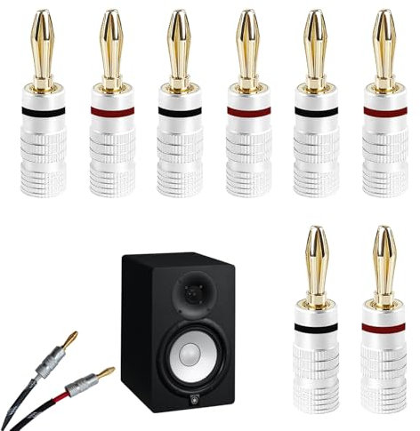 8 PCS Banana Speaker Plug, Banana Cable Plugs, Dual Screw Lock Audio Jack Speaker Connectors, Compatible with Amplifier HiFi Receiver, Surround Sound Systems, Connectors for Enhanced Audio Performance