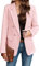 Blazer en Tweed pour Femme Casual à Manches Longues Veste à Double Boutonnage Veste élégante Blazer de Bureau d'affaires Blazer à Double Boutonnage (Rose,S)