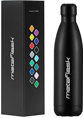 MetaFlask Water Bottle, Insulated Stainless Steel Water Bottle | 12 Hour Hot & 24 Hour Cold | Top Performance | Ideal for Gym, Yoga, Cycling | Leak-Proof (Black, 1000ml)