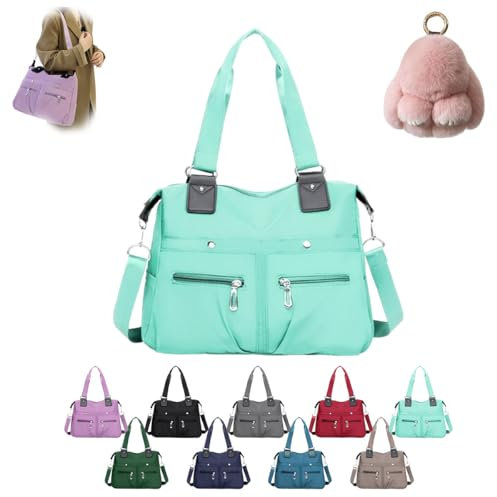 Generisch Langrents Womens Nylon Tote Bag,Large Capacity Waterproof Multi Pocket Shoulder Bag,Lightweight Travel Zipper Crossbody Bag