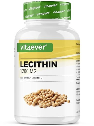 vit4ever Lecithin - 300 Softgels - 1200 mg - mit Phosphatiden | Sojalecithin ohne Gentechnik - Hochdosiert - Premium Qualität - Laborgeprüft
