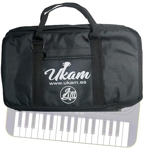 Funda UKAM acolchada de 10mm. compatible con mini-teclados Casio SA46/SA47, SA-50/SA-51,OQAN QKB32 y KURZWEIL KP10. Medidas:47x25x7cm. Con Bolso. Fabricado en España.(Acolchado 10mm.sin bandolera)