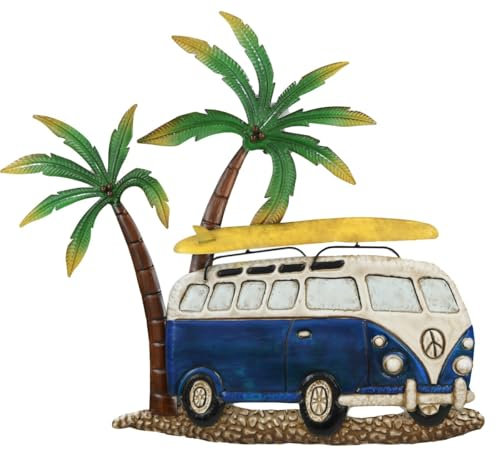 SIGNES GRIMALT Vintage Van Wanddeko Surfbrett Palmen Peace and Love Länge 76 cm