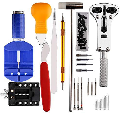 Tunejoy Uhrenwerkzeug Set 147 PCS Uhr Reparatur Werkzeug Profi Uhrmacherwerkzeug Gehäuseöffner Stiftausdrücker für Die Meisten Uhrens