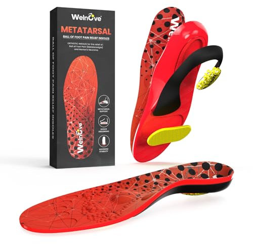 Welnove Plantillas para el metatarso para hombres y mujeres, soporte de arco medio, alivio del dolor en el metatarso, fascitis plantar, pies planos, plantillas para todo el día de pie - L