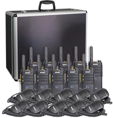 MAAS 10er Team-Set PT-375 mit KEP-360-K im Funkkoffer - 10 PMR446 Funkgeräte inkl. Speakermikes