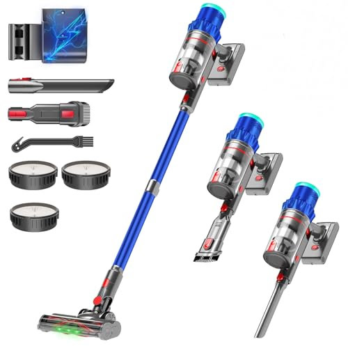 550W/48000Pa Aspirateur Balai sans Fil, 60 Mins Aspirateur Puissant avec Technologie GreenEye et Brosse à Sol Anti-emmêlement,1,5L Aspirateur Balai pour Les Poils d'animaux/Tapis/Sols Durs