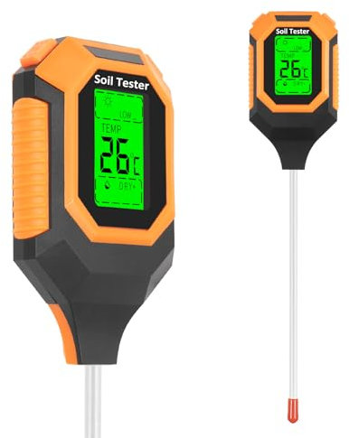 YAMRON Caewous ph messgerät Erde, 4-in-1 Digital Plant bodenmessgerät with PH Value/Temperature/Feuchtigkeit/Licht für Gartenarbeit, Farm, Rasen, Landwirtschaft und Outdoor-Pflanzen