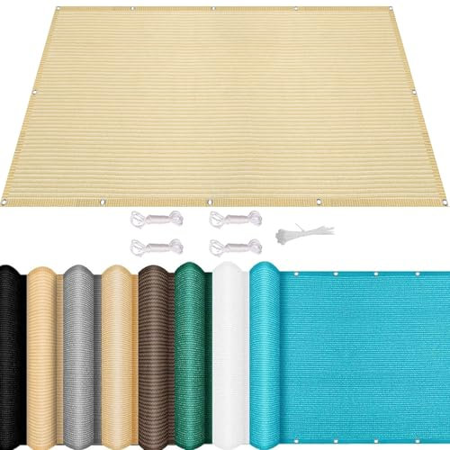 Vela Ombreggiante Quadrato 200 x 350 cm Protezione Solare Anti UV Rettangolare Tenda a Ombreggiante con Occhielli con Fune e Occhiellato per Terrazza Piscina Campeggio, Color Crema